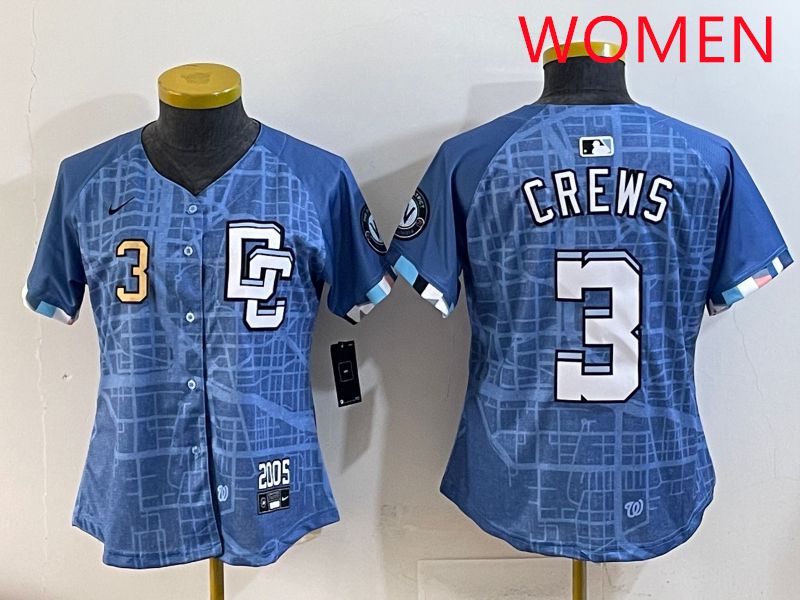Women Washington Nationals #3 Crews Blue Joint Name 2025 Nike MLB Jersey style 4->women mlb jersey->Women Jersey